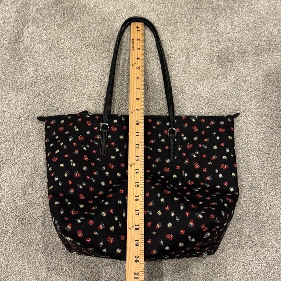 Lauren Ralph Lauren Black Floral Nylon Medium Keaton Tote EUC - Picture 10 of 12
